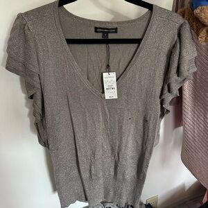 Metallic ruffle sweater